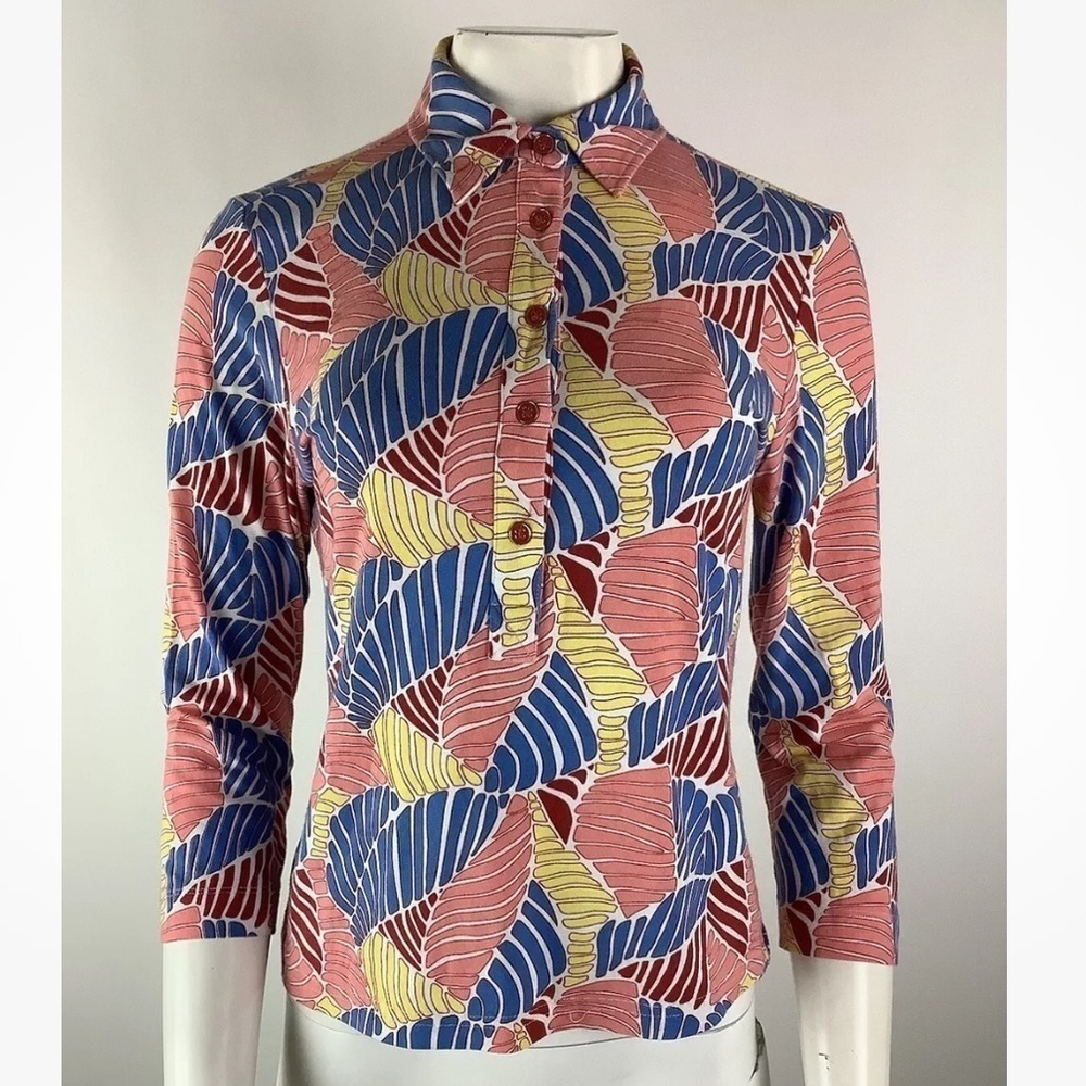 J. McLaughlin Sz S Hawaiian Print Popover Top Multicolor Cotton Modal Casual